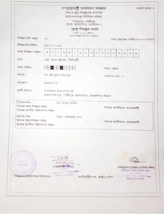 Image of মো: নূরে আলম সিদ্দিকী